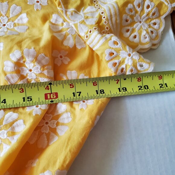 Talbots Yellow Floral Eyelet Embroidered Belted Peplum Top NWT 14P - Picture 13 of 16